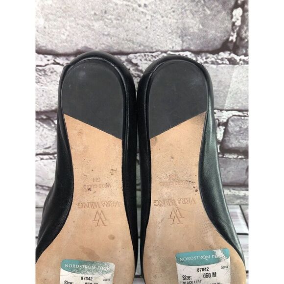 Vera Wang Black Leather Crystal Embellished Ballet Flats Shoes Women sz 5M US/35 - Picture 14 of 16